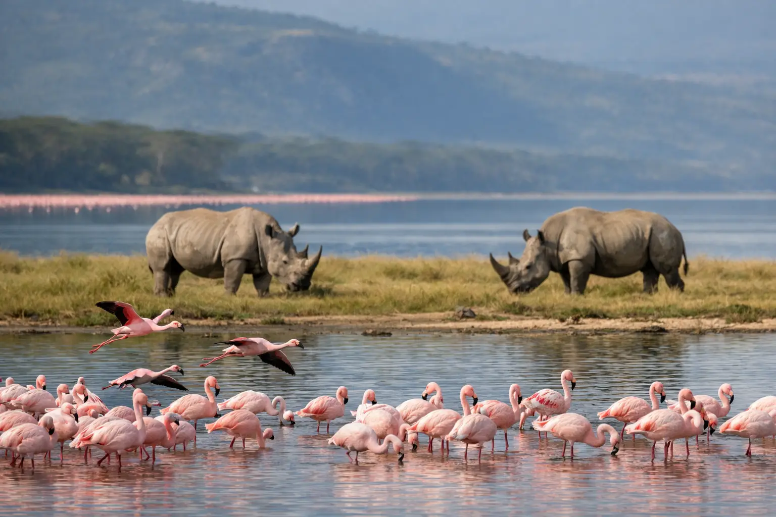 Lago Nakuru safari: fenicotteri e rinoceronti